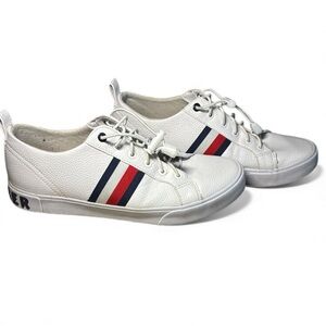 Tommy Hilfiger Classic White Sneakers with Red and Blue Stripes